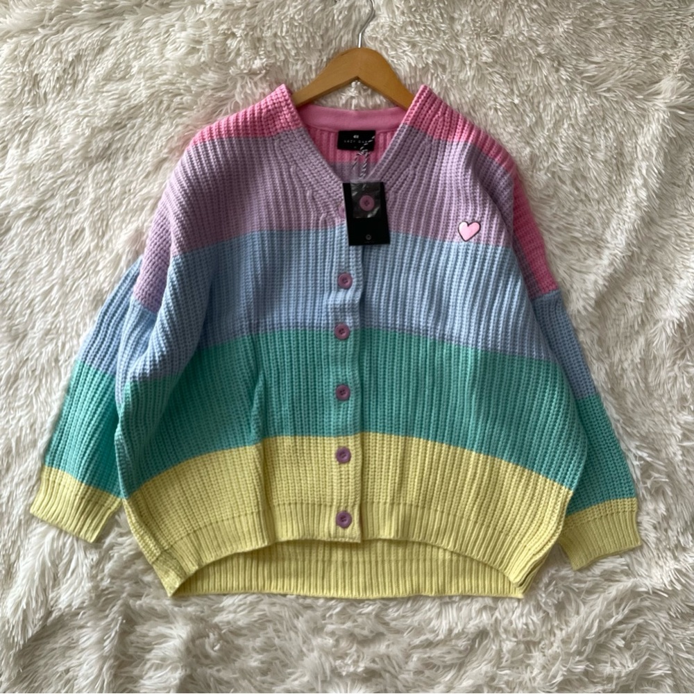 Lazy Oaf pastel rainbow cardigan